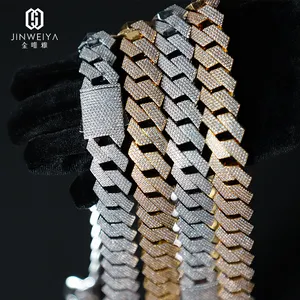 VVS Moissanite collana da uomo personalizzata 18MM 16MM 13MM placcato oro zircone rame argento diamante ghiacciato catena a maglia cubana