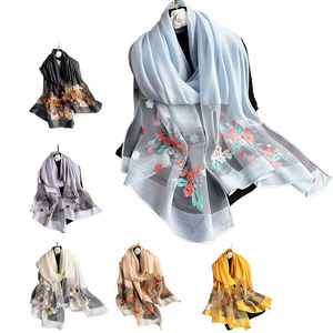 NOVEDAD DE VERANO 2025, bufandas de mezcla de seda suave, chales étnicos largos bordados dibujados a mano de dibujos animados, hiyab para mujer - Product Image 1