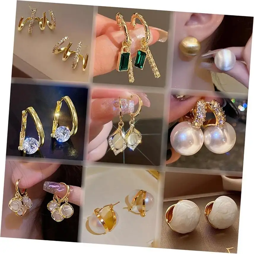 S925 Silbernadel Gold Perle Strassohrringe für Damen Mode Zirkon Schmetterling Zapfenohrringe
