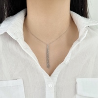 Collier pendentif chaîne à pampilles verticales en argent 925 plaqué or, bijou minimaliste délicat pour clavicule, cadeau pour femme