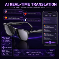 Lunettes de traduction intelligentes W100 AI, traduction vocale et vidéo en temps réel, étanches IP67, légères (35g) pour une utilisation mains libres