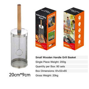 2 uds., cesta redonda para parrilla de barbacoa de acero inoxidable, cesta para parrilla rodante para accesorios de Camping, barbacoa para <span class=keywords><strong>asar</strong></span> <span class=keywords><strong>carne</strong></span> - Product Image 3