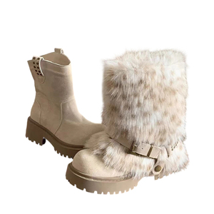 Nuovi Stivali da Neve Staccabili Tinta Unita 2025 Autunno/Inverno con Pelliccia Comodi Antiscivolo Caldi Stivaletti da <span class=keywords><strong>Donna</strong></span> - Product Image 1