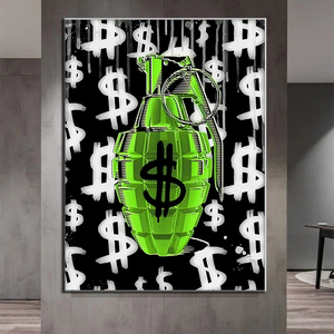 Quadro su Tela con Graffiti Artistici, Simbolo del Dollaro, Arte Murale, <span class=keywords><strong>Poster</strong></span> di Strada e Stampe, Decorazione Moderna per <span class=keywords><strong>Soggiorno</strong></span>, Immagini da <span class=keywords><strong>Parete</strong></span> - Product Image 2