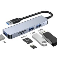 5-en-1 USB3.0 Multifuncional OTG HUB SD TF Lector de tarjetas USB C a USB Adaptador para computadora Laptop Tablet PC