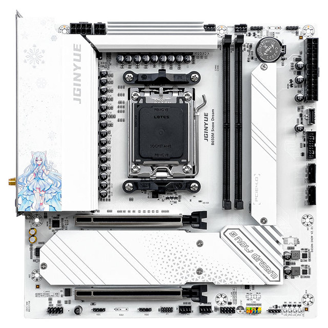 JGINYUE B650M Snow Dream Gaming PC Motherboard DDR5 M-ATX Desktop Supports AM5 Ry7000 8000 9000 Series Processors