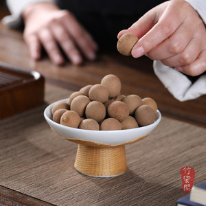 Bamboo Woven <b>Tea</b> And Snack Plate Porcelain Clasp High Legged Fruit Dish Chinese Zen Style Nut <b>Tray</b> - Product Image 3