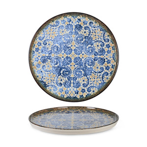 Plato Plano Apilable Bluet Ø 24 cm H 1.7 cm, Porcelana Fina con Impresión Digital Rinart - Product Image 1