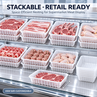 Barquette alimentaire en plastique PP blanc personnalisable, à parois côtelées, 60 mm, jetable, empilable, pour emballage de viande et de fruits, qualité alimentaire