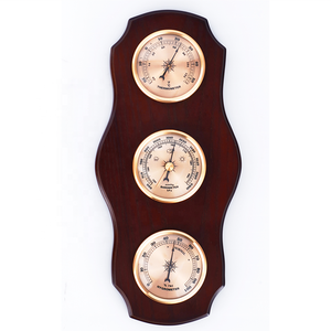 Treo tường bằng gỗ trạm thời tiết lưỡng kim Nhiệt kế ẩm kế và phong vũ biểu hộ gia đình - Product Image 1