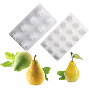 Moule en silicone jetable de qualité alimentaire en forme de poire <span class=keywords><strong>3D</strong></span>, petites et moyennes tailles, outils de décoration pour gâteaux, desserts et glaces pour pâtissiers - Product Image 4