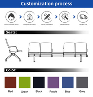 Chaise d'attente moderne en PU à 3 places avec tables latérales, banc modulaire ergonomique pour aéroport, hôpital, clinique