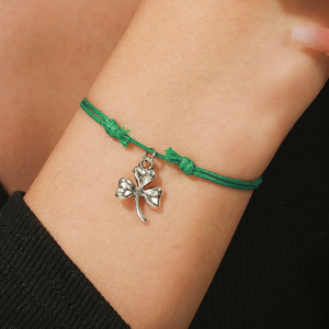 Bracelet de la Saint-Patrick avec pendentif trèfle vert, bijou tressé, carte cadeau, alliage de zinc, bracelets tendance - Product Image 4