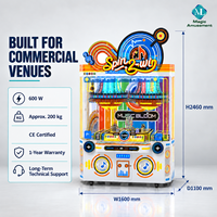 MACHINE D'ARCADÉE MUSICALE COMMERCIALE MAGIC AMUSEMENT 2 JOUEURS SPIN 2 WIN AVEC PRÊMIES, À MONNAYEUR LED, CERTIFIÉE CE POUR SALLES D'ARCADÉES, CENTRES COMMERCiaux ET PARCS D'ATTRACTIONS