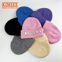 Bonnet d'hiver de haute qualité unisexe Big Super Rhiny Square Rhinestone OEM ODM Popular Winter Beanie Hat Beanies