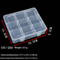 Boîte de rangement transparente avec séparateurs horizontaux amovibles, 9 compartiments pour petites pièces