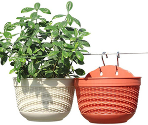 Plastic Wall <strong>Planters</strong> Hanging Flower Plant Pots ,Half Round Plant Holders With S <strong>Hooks</strong> for Fence, Balcony or Rails - Product Image 5