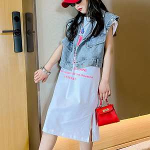 KS0593 Vestido Camiseta de Verano para Niñas con Estampado de Moda, Vestidos Largos para Adolescentes - Product Image 5