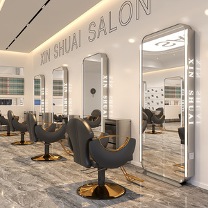 Modern Simple Salon Furniture Single & <b>Double</b> <b>Sided</b> Barber <b>Mirror</b> Salon NEW European Mounted With Light LED Gold <b>Mirror</b> - Product Image 2