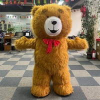 Costume de mascotte d'ours en peluche rose de personnage de dessin animé gonflable adulte unisexe bon marché pour les décorations et les fêtes d'Halloween