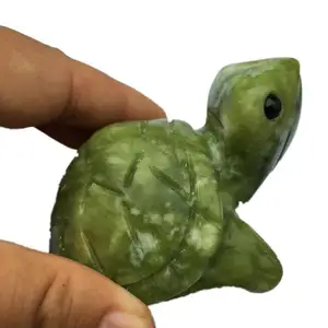 批发天然手工雕刻绿玉乌龟水晶龟动物雕刻