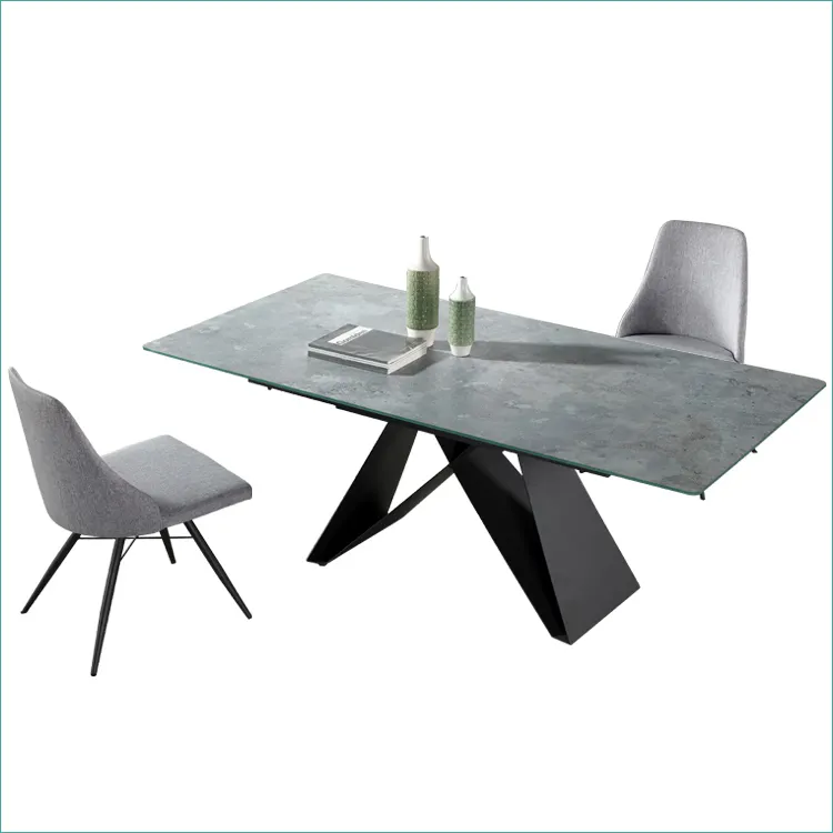 Luxury high quality living room dining table meeting room furniture tempered glass ceramic glass modern wooden top table