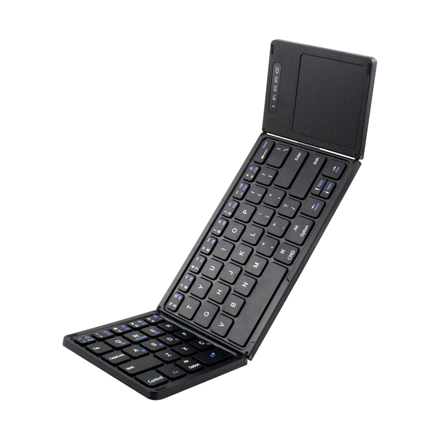Foldable Tri-Folding Portable USB-C Wireless Keyboard with Sensitive Touchpad for iPad iPhone Smartphone Laptop Tablet