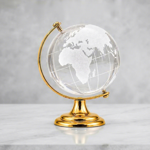 Globe terrestre en verre cristal avec support en métal doré, globe décoratif de table, ornement de bureau, décoration de luxe pour la maison et le bureau, cadeau - Product Image 4