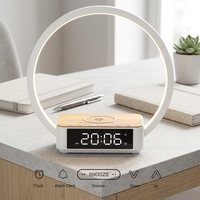 Moderner ABS Smart Digitaler Wecker Multifunktionales Nachtlicht Touch-Steuerung LED 3-Farben Wiederaufladbare Batterie Kabellos Schlafzimmer