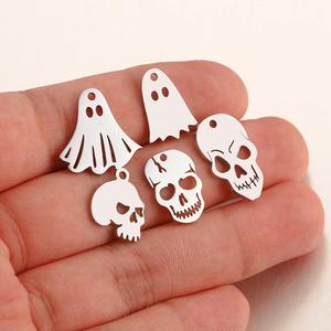 נירוסטה עכביש באינטרנט גולגולת ארון קבורה רוח שלד קסם ליל כל הקדושים תליון לעגיל תכשיטים שרשרת עגיל עושה אביזר - Product Image 6