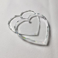 Ornement de Noël personnalisé en verre facetté de 8 cm, épaisseur 6 mm, cœur rond transparent vierge, décoration suspendue pour sapin de Noël, idéal pour la gravure DIY