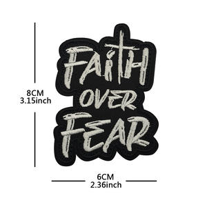 Foi peur rester positif Internet célébrité citations écologique PVC tissu mode forme irrégulière <span class=keywords><strong>moral</strong></span> Patch extérieur sac à dos - Product Image 3