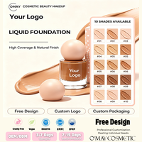 Fond de teint liquide mat personnalisé avec logo, couvrance totale, imperméable, longue tenue, fini velours mat, minimise les imperfections, végan, faible MOQ, marque privée