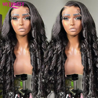 Perruque sans colle Full HD avec frontal en dentelle 13*4, boucles rebondissantes, cheveux humains vierges brésiliens doublement étirés, cheveux vietnamiens bruts, pour femmes noires
