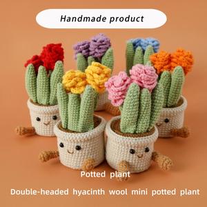 Factory Crochet Crochet Succulent Potted Plant Handmade Soft Lightweight Modern Crochet Knitted Car Office Home <b>Decorations</b> - Product Image 4