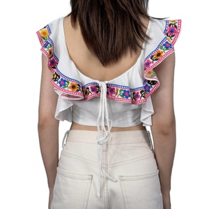 Blusa Casual Moderna para Mujer, Blusa Bohemia con Bordado de Algodón y Cuello en U - Product Image 6