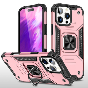 Venta directa Armadura resistente Resistente a prueba de golpes TPU + PC Funda para teléfono con soporte de rotación 360 Soporte de anillo magnético para 16 - Product Image 2