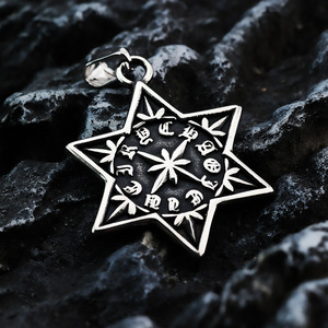 Colgante de estrella de acero inoxidable yunnique con doce símbolos de constelaciones, amuleto temático para ropa, regalo a juego - Product Image 3