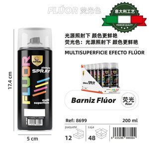 Vernice Spray Fluorescente Lucida 200ml Multiuso Origine Spagna Modello 8699 - Product Image 2