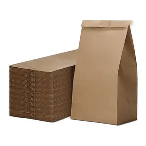 クラフト紙袋スナックランチサンドイッチペストリー用10ポンド耐久性のある茶色の紙袋ポップコーン食料品バルク紙袋
