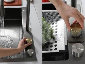 Fregadero de Cocina de Lujo Ligero con Cascada, de Acero Inoxidable 304 Nano Engrosado, Gran Tazón Único - Product Image 6