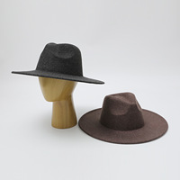 Chapeau Fedora en feutre imitation laine à large bord, style cowboy jazz rétro britannique, unisexe, pour automne-hiver, accessoire de tête formel