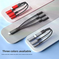 Cable Adaptador 3 en 1 de Nailon Trenzado de 60W con Conector Tipo-C y Entrada de Auriculares de 3.5mm, Entrada de CC y Salida de CA para Laptop y Teléfono Móvil