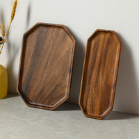 Grand plateau d'assiette en bois massif à un niveau Design moderne finition laquée de noyer chinois pour le restaurant de service de thé de ménage