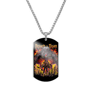34 diseños Retro Anime One Side Printing Attack on Titan Japandi Alan Yeager Metal llaveros accesorios collar etiqueta - Product Image 2