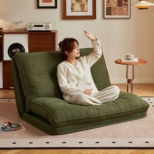 Sofá Cama Plegable Individual de Terciopelo Verde para Sala de Estar con Almohada y Respaldo para Relajación - Product Image 2