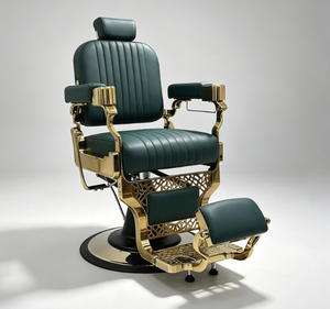 Custom Color Durable PU Leather Gold Barber Chair Aluminum Alloy for Professional Salon Gym School Use 360 Degree - Product Image 1