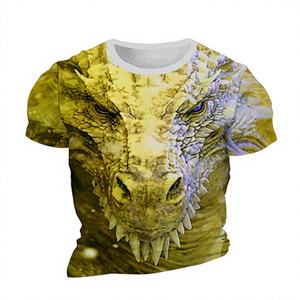 เสื้อยืดผู้ชายลายพิมพ์มังกร 3 มิติ แขนสั้น สำหรับฤดูร้อน เหมาะกับกิจกรรมกลางแจ้ง ผ้าฝ้าย 100% เป็นมิตรกับสิ่งแวดล้อม ระบายอากาศได้ดี ทรงหลวม - Product Image 1