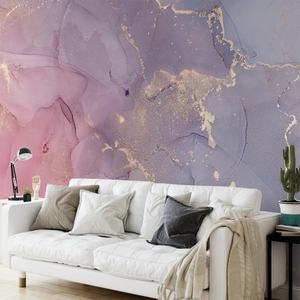 2023 New Mural Custom Size <strong>Marble</strong> Texture <strong>Wallpaper</strong> pink <strong>Purple</strong> Yellow - Product Image 3