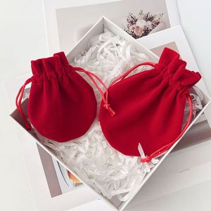 Wholesale <b>Red</b> Velvet Drawstring Jewelry <b>Bag</b>, Custom Logo Printed Gourd Shape Jewelry Pouch for Retail & Holiday <b>Gift</b> Packaging - Product Image 1
